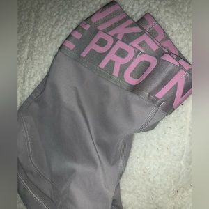 NIKE PRO SIZE XS Grey & Pink Cross Waistband Shorts